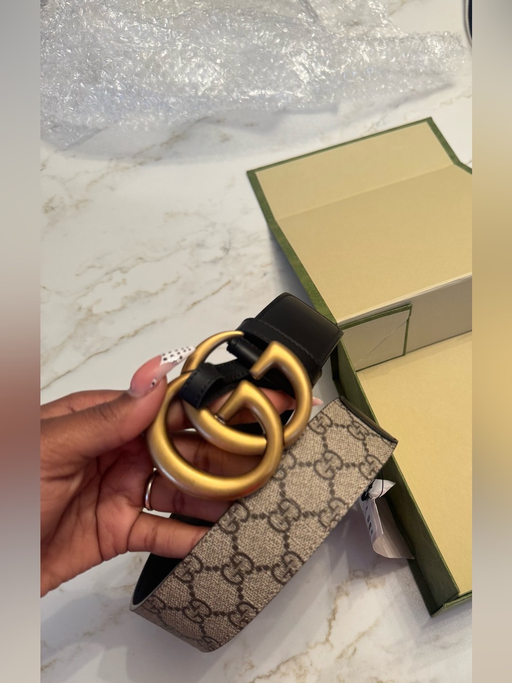 Gucci Double G Logo Belt in Brown and Black
